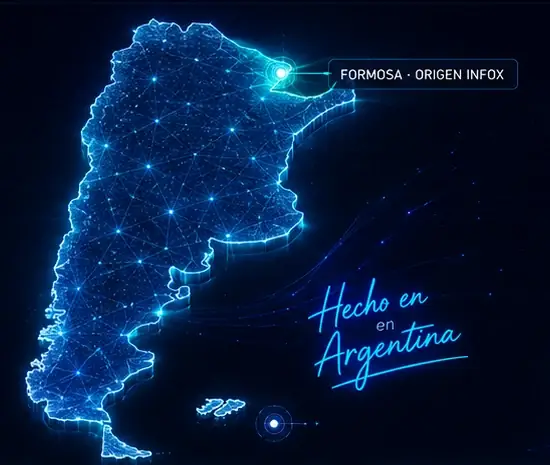 Mapa tecnológico de la Argentina con Formosa señalizada y las Islas Malvinas en el Atlántico Sur.
